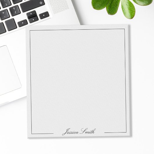 Elegante Zwarte en Witte Script Monogram Rand Notitieblok