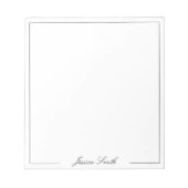Elegante Zwarte en Witte Script Monogram Rand Notitieblok (Voorkant)
