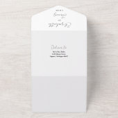 Elegante zwarte en witte script QR-code trouwkaart All In One Uitnodiging (Buitenkant)
