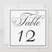 Elegante zwarte en witte script tafelnummerkaarten kaart (Voorkant)