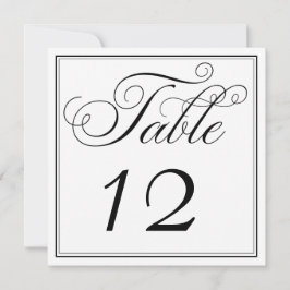 Elegante zwarte en witte script tafelnummerkaarten kaart