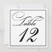 Elegante zwarte en witte script tafelnummerkaarten kaart (Achterkant)