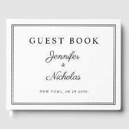 Elegante Zwarte En Witte Scriptie Bruiloft Gastenboek