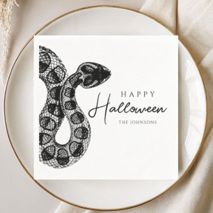 Elegante Zwarte En Witte Slang Halloween Servet