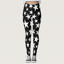 Elegante zwarte en witte sterren leggings