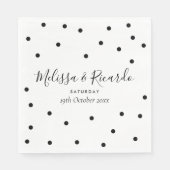 Elegante Zwarte en Witte Stippen Bruiloft Servet (Voorkant)