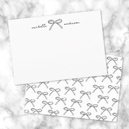 Elegante zwarte en witte strik gepersonaliseerd notitiekaartje