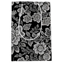 Elegante zwarte en witte toile bloemendamask