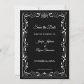 Elegante zwarte en witte trouw save the date aankondiging (Voorkant)