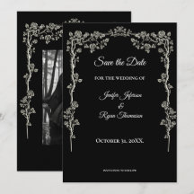 Elegante zwarte en witte trouw save the date