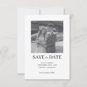Elegante Zwarte en Witte Trouw Twee Foto QR Code Save The Date (Voorkant)