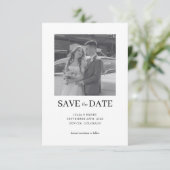 Elegante Zwarte en Witte Trouw Twee Foto QR Code Save The Date (Staand voorkant)