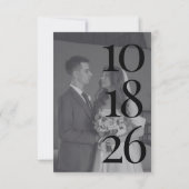 Elegante Zwarte en Witte Trouw Twee Foto QR Code Save The Date (Achterkant)