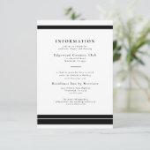 Elegante zwarte en witte trouwdetails kaart (Staand voorkant)