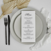 elegante zwarte en witte trouwmenukaart menu