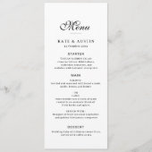 elegante zwarte en witte trouwmenukaart menu (Voorkant)