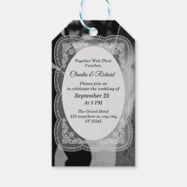 Elegante zwarte en witte trouwuitnodiging cadeaulabel