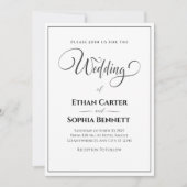 Elegante zwarte en witte trouwuitnodiging kaart (Voorkant)