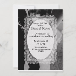 Elegante zwarte en witte trouwuitnodiging kaart