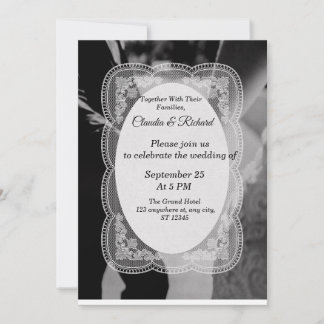 Elegante zwarte en witte trouwuitnodiging kaart