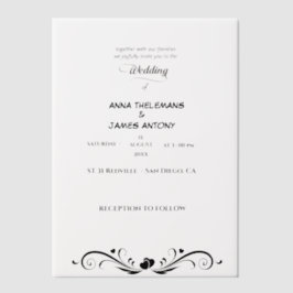 Elegante zwarte en witte trouwuitnodiging met Cl Vellum Uitnodigingen