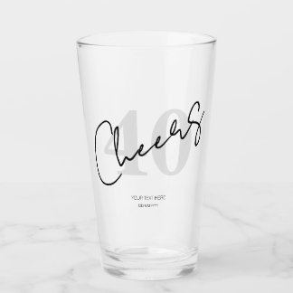 Elegante zwarte en witte veertigste 40e verjaardag glas