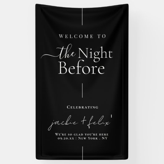 Elegante zwarte en witte verwelkoming voor het oef spandoek (Verticaal)