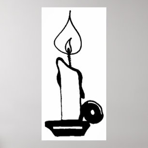 Elegante Zwarte En Witte Vintage Brandende Kaars Poster