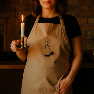 Elegante Zwarte En Witte Vintage Brandende Kaars Standaard Schort