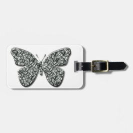 Elegante Zwarte En Witte Vlinder Bagagelabel