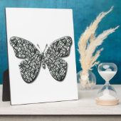 Elegante Zwarte En Witte Vlinder Fotoplaat (Zijkant)