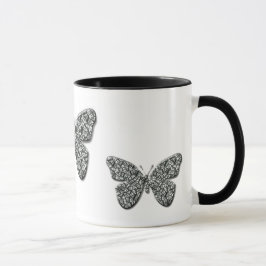 Elegante Zwarte En Witte Vlinder Mok