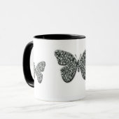 Elegante Zwarte En Witte Vlinder Mok (Voorkant links)