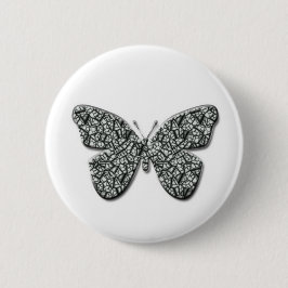 Elegante Zwarte En Witte Vlinder Ronde Button 5,7 Cm