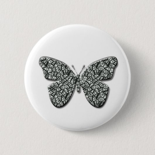 Elegante Zwarte En Witte Vlinder Ronde Button 5,7 Cm (Voorkant)