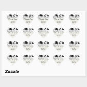 elegante zwarte en witte vogel hart sticker (Vel)