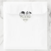 elegante zwarte en witte vogel hart sticker (Tas)
