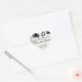 elegante zwarte en witte vogel hart sticker (Envelop)