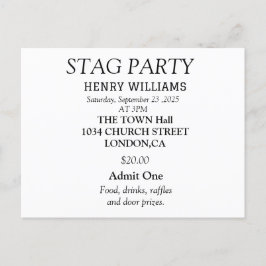 Elegante zwarte en witte vrijgezellenfeest uitnodi briefkaart