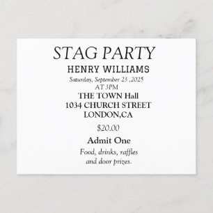 Elegante zwarte en witte vrijgezellenfeest uitnodi briefkaart