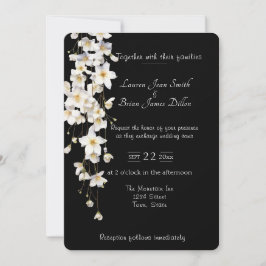 Elegante zwarte en witte waterverf bloemen kaart