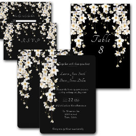 Elegante zwarte en witte waterverf bloemen kaart