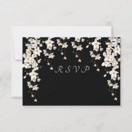 Elegante zwarte en witte waterverf bloemen RSVP kaartje