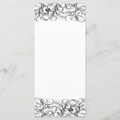 Elegante zwarte en witte wervelingen huwelijksmenu menu (Achterkant)