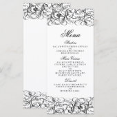 Elegante zwarte en witte wervelingen huwelijksmenu menu (Voorkant / Achterkant)