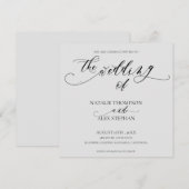 Elegante Zwarte En Witte Whimsical Script Bruiloft Kaart (Voorkant / Achterkant)