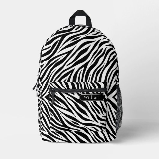 Elegante zwarte en witte zebra strepenprint koel bedrukte rugzak (Voorkant)
