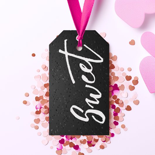 Elegante Zwarte en Witte Zoete Valentijn  Cadeaulabel