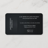 Elegante Zwarte en Zilveren Advocaat Visitekaartje (Achterkant)