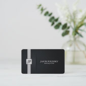 Elegante Zwarte en Zilveren Advocaat Visitekaartje (Staand voorkant)